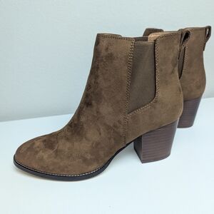 J. Crew Rory Microsuede Heeled Boots - Rich Walnut (Brown) NWT